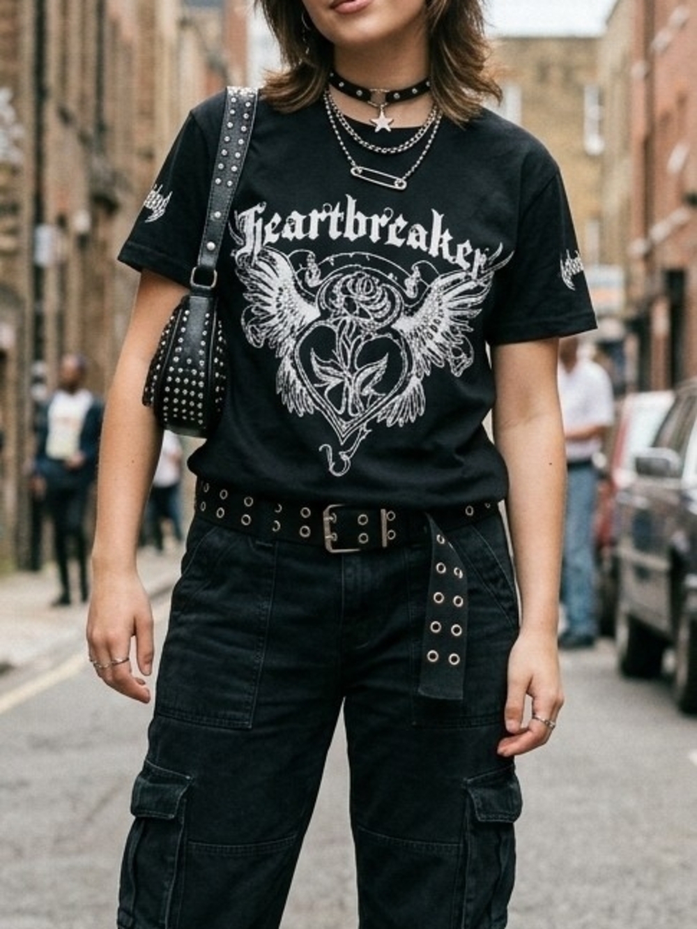 Graphic 'Heartbreaker' Black Tee